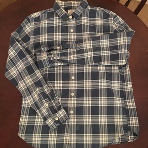 Men's Large J. Crew Blue & White Plaid Flannel